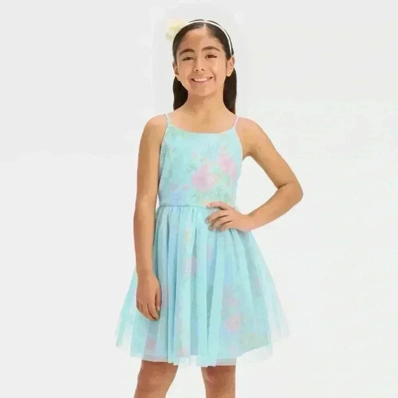 Zenzi Floral Sparkly Aquamarine Dress Size 8 Little Girl Easter Mother’s Day - Picture 1 of 6
